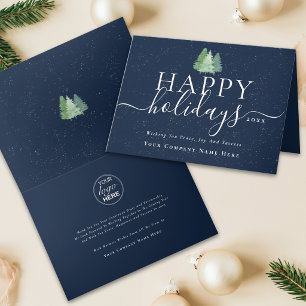 Logotipo de árboles de Navidad modernos azul negoc