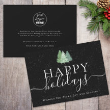 Logotipo de árboles de Navidad modernos negro y bl