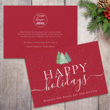 Logotipo de árboles de Navidad modernos rojo negoc