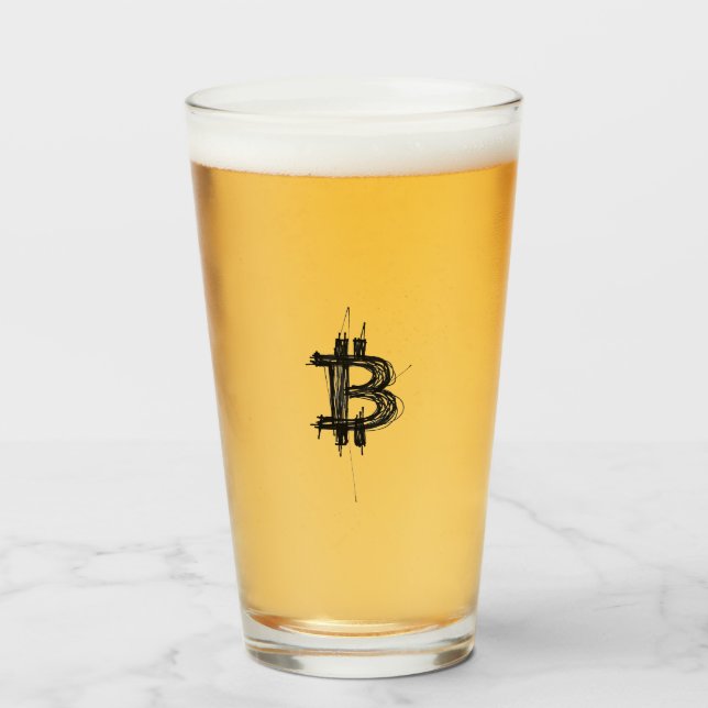 Logotipo de Bitcoin en línea artística (Negro ₿) (Reverso (lleno))
