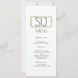 Logotipo de boda Menú de cena con borde de oro fal