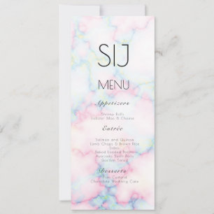 Logotipo de boda Menú de cena de mármol de hormigó