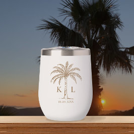 Logotipo de Boda Monograma Palm Tree Thermal Wine