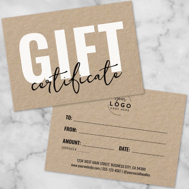 Logotipo de certificado de regalo para empresas co (Logo Modern Script Business Gift Certificate)