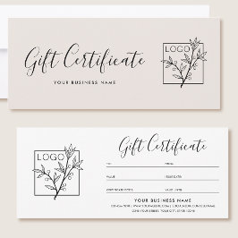 Logotipo de certificado de regalo Script minimalis