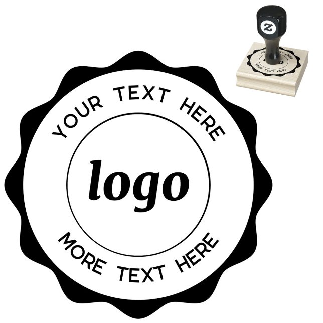 Logotipo de círculo con sello de goma comercial de (Logo with custom text wavy frame business branding rubber stamp)