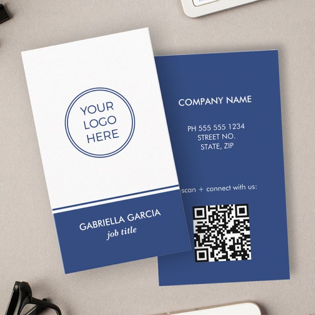 Logotipo de código QR Tarjeta de presentación senc (Customize with your logo, name, job title, company details and QR Code for a branded look.)