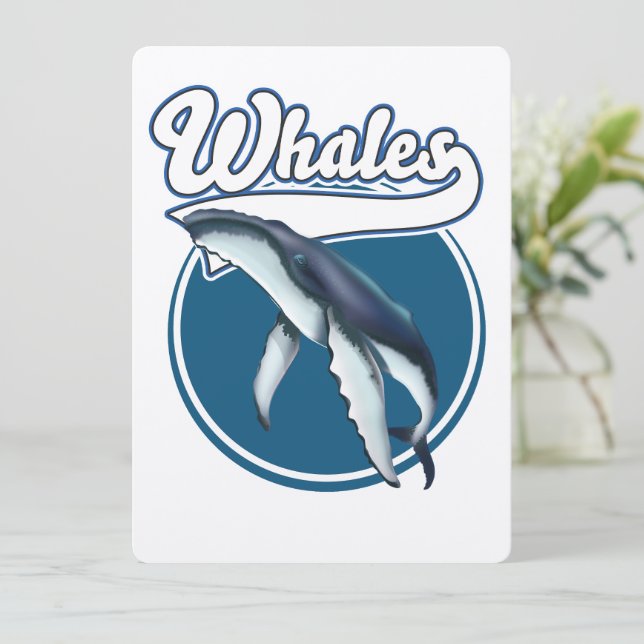 logotipo de dibujos animados de ballena (Anverso de pie)