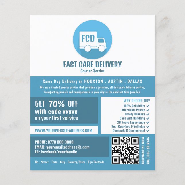 Logotipo de entrega de Courier, publicidad de serv (Frente)