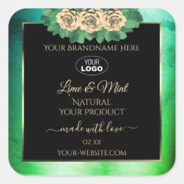 Logotipo de etiquetas de productos negras de mármo