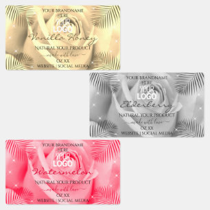 Logotipo de etiquetas de productos rosa gris crema