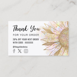 logotipo de girasol gracias tarjeta de visita