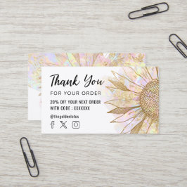 logotipo de girasol gracias tarjeta de visita