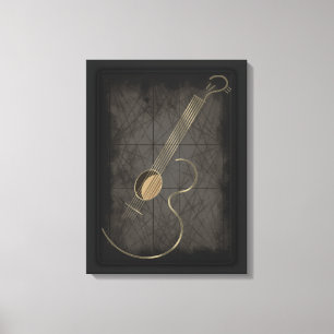 Logotipo de guitarra acústica Lienzo Wall Art