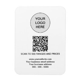 Logotipo de imán blanco moderno con código QR