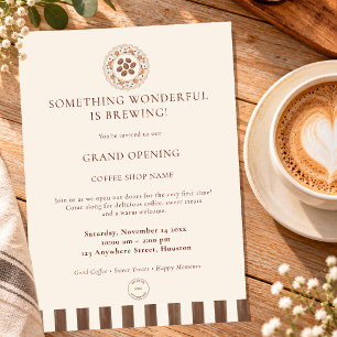 Logotipo de invitación de gran inauguración de caf