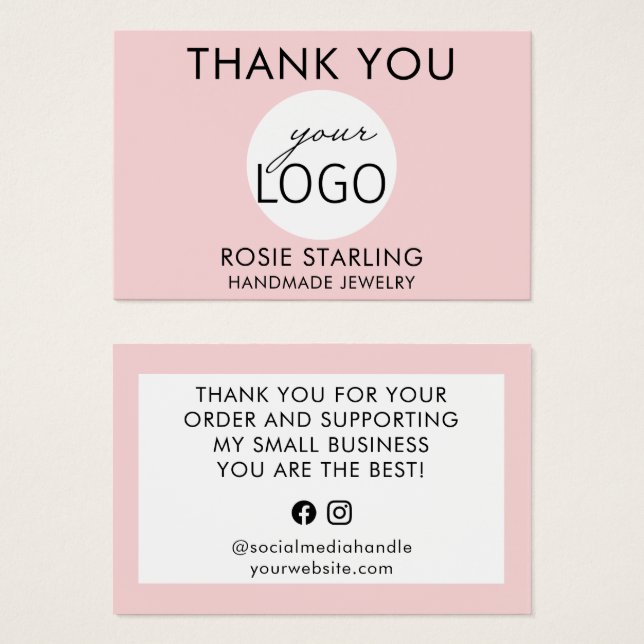 Logotipo de joyas azul pálido Gracias Por Tu (Anverso y reverso)