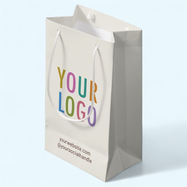 Logotipo de la Compañía de Personalizado de bolsa  (MISOOK 5 x 3 x 8.5 inch Ecru Gift Bag with Logo)