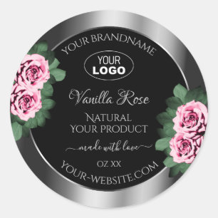 Logotipo de las etiquetas de producto negro Floral