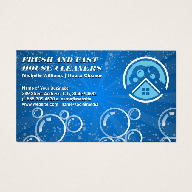 Logotipo de limpieza de casas | Burbujas (Frente)