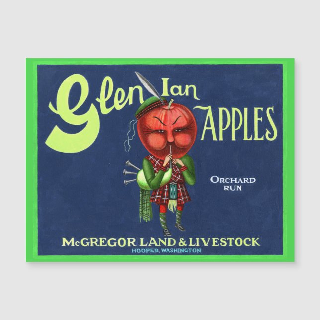 Logotipo de manzanas Vintage Glen Ian, Hooper, Was (Anverso)