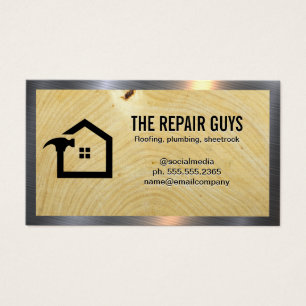 Logotipo de martillo residencial   Grano de madera