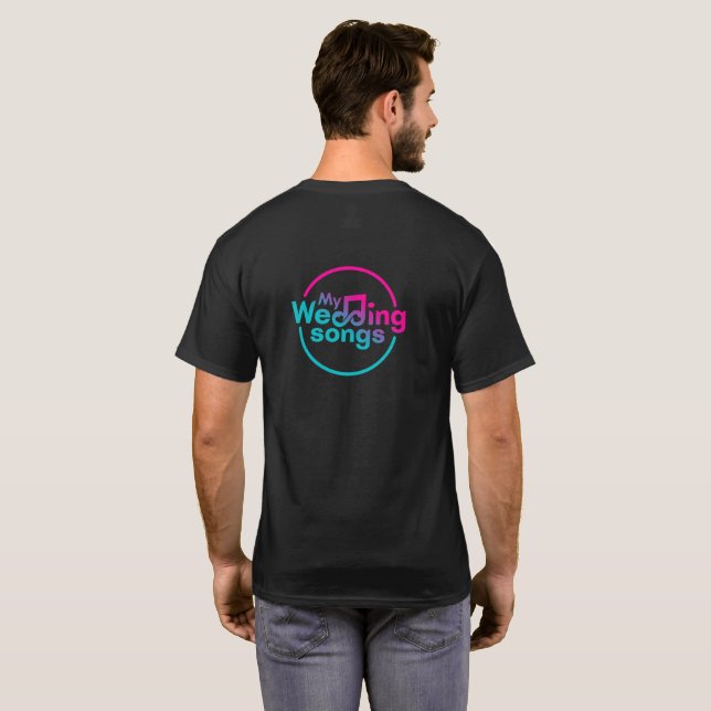 Logotipo de mi Boda Canciones camiseta negra mascu (Reverso completo)