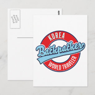 logotipo de mochilero viajero mundial Perú. postal