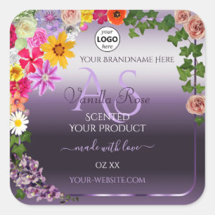 Logotipo de monograma de etiqueta de producto flor