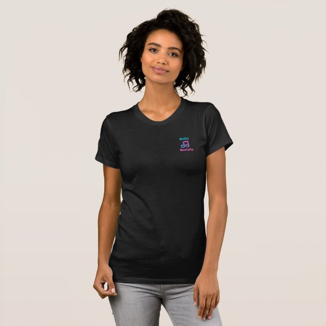 Logotipo de música bodaLetra camiseta negra femeni (Anverso completo)