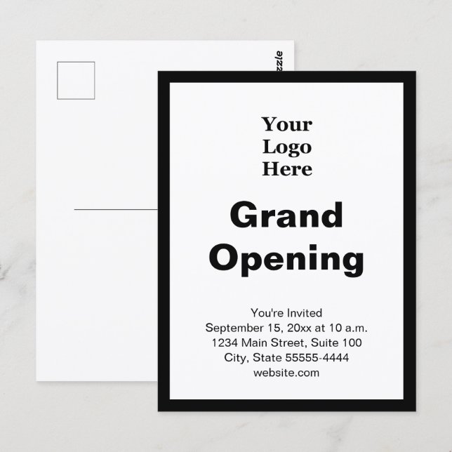 Logotipo de Negocio de Gran Apertura Invitación Ne (Anverso / Reverso)