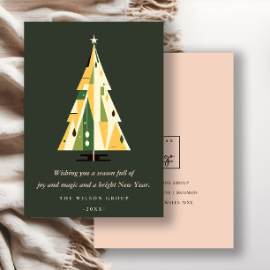 Logotipo de negocio del árbol de Navidad verde ret