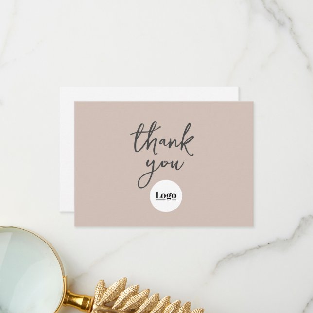 Logotipo de negocio Tarjeta de agradecimiento rosa (Anverso/Reverso In Situ)