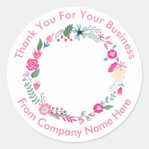 Logotipo de negocio Tema floral Gracias Pegatinas