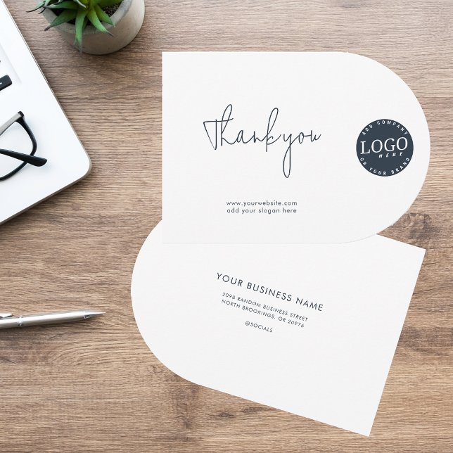 Logotipo de negocio y tarjeta de agradecimiento a  (Business Logo Script Thank You Company Logo Arch Card)