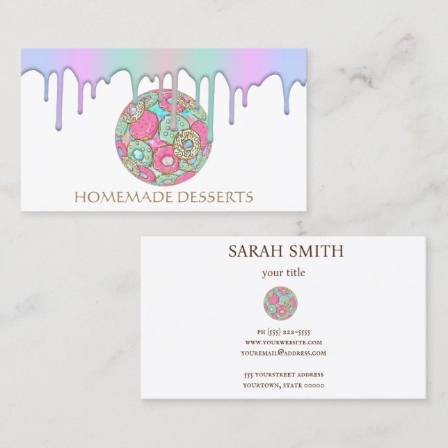 Logotipo de pastel Panadería Chef, linda tarjeta d (Anverso / Reverso)