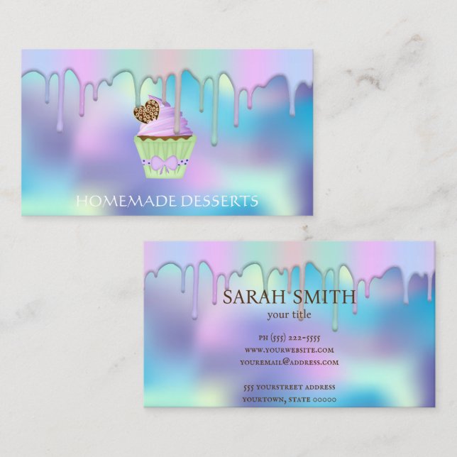 Logotipo de pastel Panadería Chef, linda tarjeta d (Anverso / Reverso)