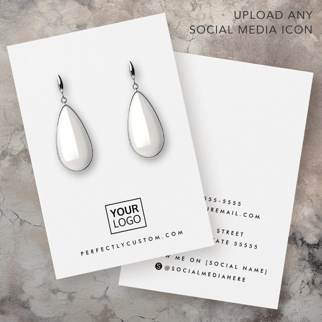 logotipo de personalizado blanco cualquier tarjeta (White custom logo any color earring display card)