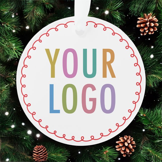 Logotipo de Personalizado de adornos de vacaciones (MISOOK Round Acrylic Ornament with Logo and Name (on opposite side))