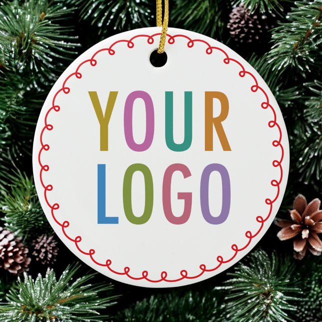 Logotipo de Personalizado de ornamentos para fiest (MISOOK Porcelain Christmas Ornament with Logo and Name (on opposite side))