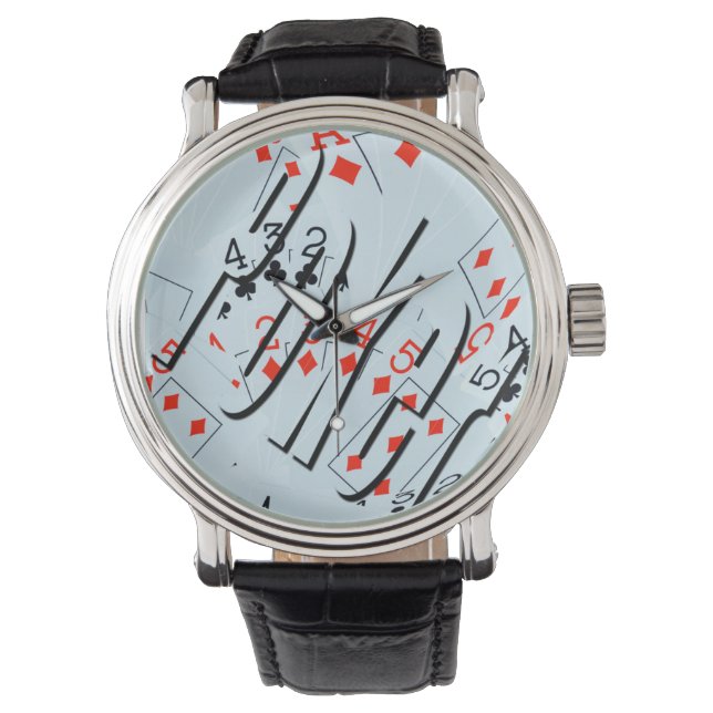 Logotipo de póquer en cubierta de tarjetas, reloj  (Anverso)