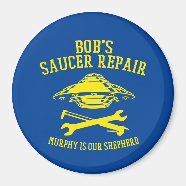logotipo de Reparación del imán con Bob's Saucer (Frente)
