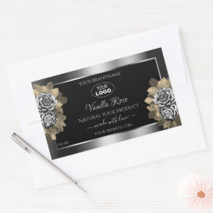 Logotipo de Rosas de la etiqueta Floral Black Silv