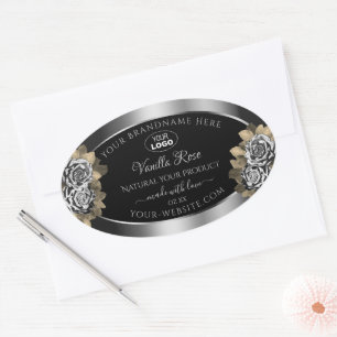 Logotipo de Rosas de la etiqueta Floral Black Silv