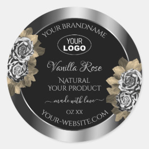 Logotipo de Rosas de la etiqueta Floral Black Silv