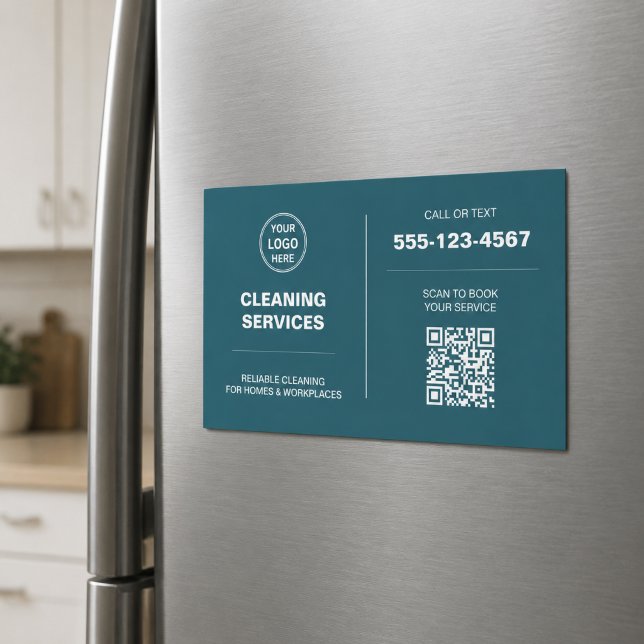 Logotipo de Servicios de Limpieza Modernos Tarjeta (Modern Cleaning Services Logo QR Magnetic Card)