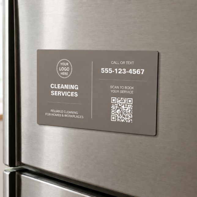 Logotipo de Servicios de Limpieza Modernos Tarjeta (Modern Cleaning Services Logo QR Magnetic Card)