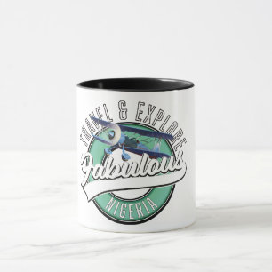 Logotipo de taza para viajar y explorar el fabulos