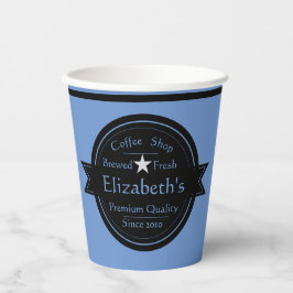 Logotipo de tienda de café personalizado en vaso d