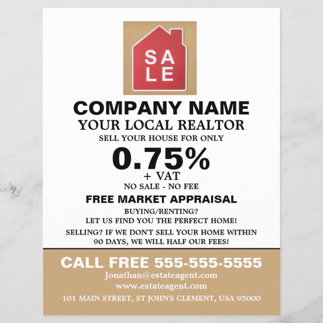 Logotipo de venta en casa, Realtor, publicidad de  (Frente)